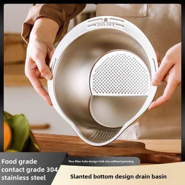 Rice Washing Strainer Bowl(Stainless Steel)