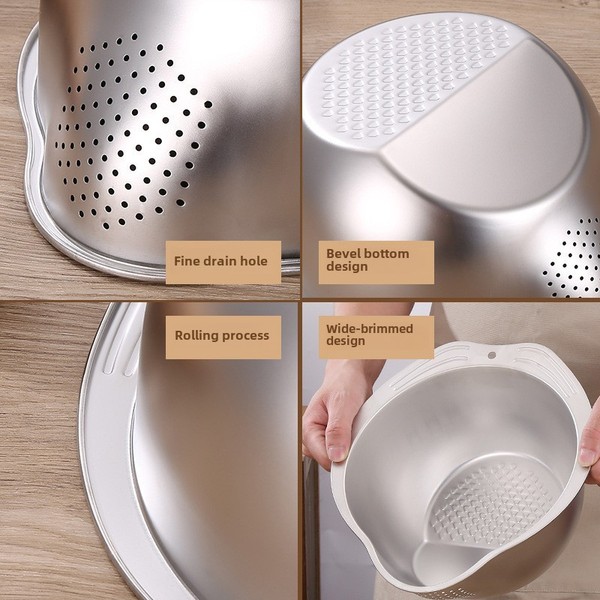 Rice Washing Strainer Bowl(Stainless Steel)