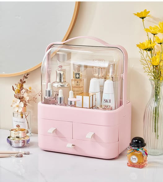 Large Capacity Dust Proof Transparent Lid Drawer Makeup Storage Box